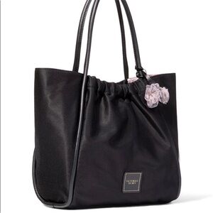 Victorias Secret Black Tote Bag Shoulder Shopper Pink